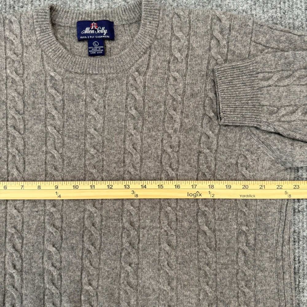 Allen Solly Gray 100% 2 Ply Cashmere Cable Knit Crewneck Sweater Mens Large - Picture 6 of 8
